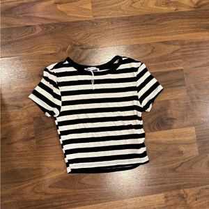zara striped crop tshirt